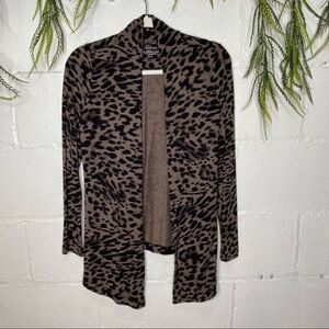 Soma Loungewear Dark Taupe & Black Leopard Print Open Front Cardigan Size XS